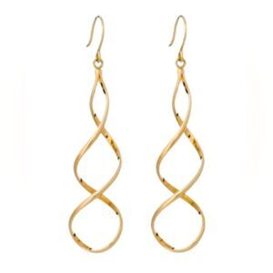 Helix Spiral Drop Earrings – Twisted Gold Tone Dangle